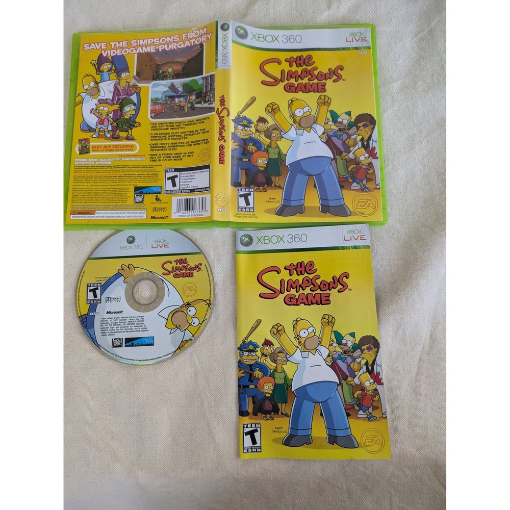 2007 The Simpsons Game Xbox 360 Complete CIB Microsoft EA Action Adventure